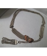 Liz Claiborne Butterfly Chain Adjustable Belt Bronze Silver Statement  - £14.50 GBP