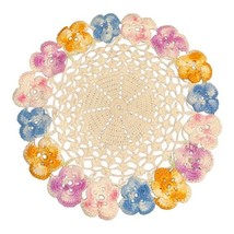 Shabby Chic Cottagecore Decorative Round Doily Colorful Floral Pattern 9” - £8.72 GBP