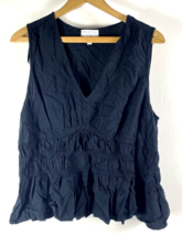 Sofia Vergara Top Shirt Tank Size 2X Womens Black V Neck Empire Waist Babydoll - £21.91 GBP
