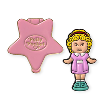 Polly Pocket Enamel Pins: Blonde Polly with Pink Star Compact - $457.90 MXN