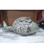 Vintage Mytheresa Fish Tureen, Nautical Decor Canister, Green Blue Cooki... - $99.00