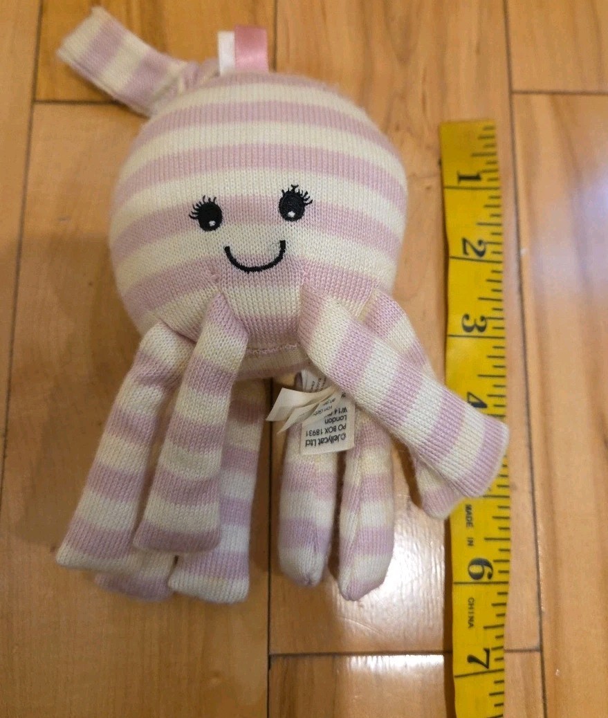 Little JELLYCAT Octavia Octopus Jitter Pink White Wiggles and Jiggles Pull Chord Item image 4