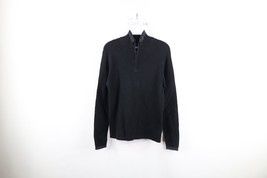 Vtg 90s Gap Mens Small Faded Blank Ribbed Knit Half Zip Pullover Sweater Black - £47.44 GBP