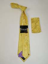 Men's Stacy Adams Tie and Hankie Set Woven Silky Fabric #Stacy18 Gold image 2