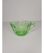 Vintage Hocking Optic Block Green Depression Glass Tea Coffee Cup with H... - £7.92 GBP