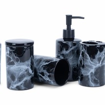 Marbled Black and White Ceramic Soap Pump and Toothbrush Holder Set of 4 - $1,374.97 MXN