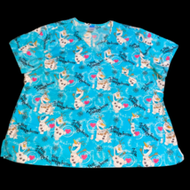 Disney Frozen Olaf Snowman Winter Plus Sz 3XL Scrub Shirt Nurse Vet Tech - €17,24 EUR