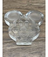 Vintage Etched Clear &amp; Frosted Glass Disney Mickey Mouse Paperweight KG JD - $19.80
