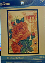 BUCILLA Counted Cross Stitch Kit &quot;BLOOM AND BE HAPPY&quot; - NEW &amp; SEALED! - £15.42 GBP