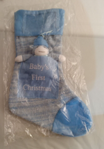 Baby&#39;s 1st Christmas Blue Fleece Christmas Stocking  - £10.27 GBP