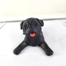 Black Resin Pug Figurine Laying - $18.81