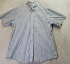 Brooks Brothers Dress Shirt Mens Size 17.5 Blue White Striped Collar Button Down - £14.10 GBP