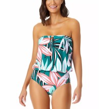 Anne Cole Blouson One Piece Swimsuit Tropical Green Size 6 Slimming Band... - $59.35