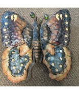 13” Metal BUTTERFLY Hanging - Green Eyes on Springs - Outdoor Garden Hom... - $24.00
