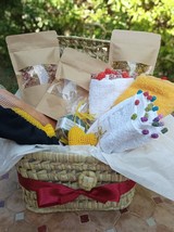 Holiday gift basket with hand Embroidered towels, Cozy gift for grandmother  - £72.73 GBP