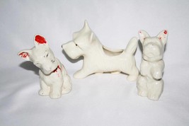 Vintage Set of 2 Terrier Dog Figurines and 1 Terrier Planter  #1650 - £25.52 GBP