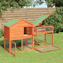  Rabbit Hutch Brown, Green Solid Pine Wood, Plywood - $337.99