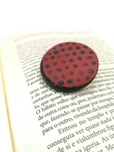 Artisan Ceramic Round Brooch For Women, Red &amp; Black Scarf Broach Pin For... - $33.78