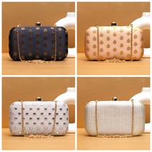 Ethnic Fabric Clutch, wedding, reception, hand clutch with gold chain, p... - £45.40 GBP