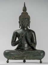 Antico Khmer Stile Bronzo Seduta Doppio Insegnamento Buddha Statua - 50cm/50.8cm - £968.38 GBP