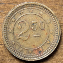 Vintage $2.50 Brass Quarter Eagle Game Counter Token 12 Stars Scarce Type - $26.02
