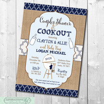 Couples Baby Shower Invitation printable/Digital File/Baby Q Invitation, cookout - $14.99
