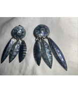 Vintage Edgar Berebi Blue Earrings South Western Theme Clip On  Feathers... - $40.26 CAD