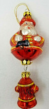 Christmas Ornament Santa Firefighter with Hydrant Vintage 1970s Glass - £15.15 GBP
