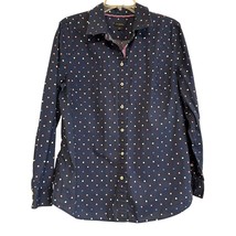 Talbots Womens Button Up Shirt XL Blue Polka Dot Long Sleeve Casual Offi... - $21.66
