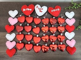 Valentines Day Hearts Ornaments Bowl Filler Red Pink White Decor Set Of ... - $15.19