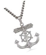 Men&#39;s Sterling Silver Solid Mariner&#39;s Cross with - £158.51 GBP