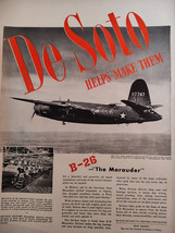 1943 LIFE Ad WWII DESOTO DE SOTO B-26 Marauder Aircraft War Production! - £8.34 GBP