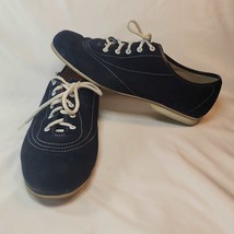 Vintage Brunswick Sliders Navy Blue Suede Bowling Shoes Sz 8.5 White Lac... - $56.06
