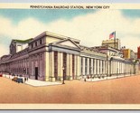 Pennsylvania Railroad Station New York City NY NYC UNP Linen Postcard H15 - $2.67