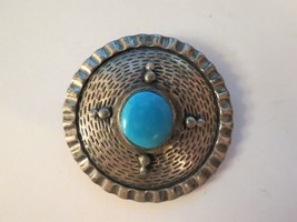 Sterling Silver Pendant Turquoise Stone Vintage Large 2&quot; Southwestern St... - $59.00