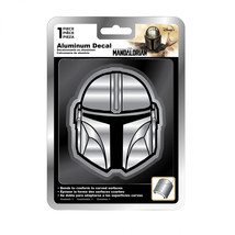 Star Wars The Mandalorian Mando&#39;s Helmet Aluminum Car Decal Silver - £11.97 GBP