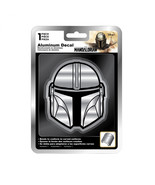 Star Wars The Mandalorian Mando&#39;s Helmet Aluminum Car Decal Silver - £11.79 GBP