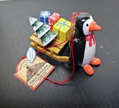 KATHE WOHLFAHRT Christmas Ornament Penguin Pulling a Sled Rothenburg Germany - £20.79 GBP