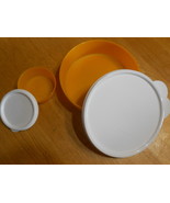 Tupperware (new) Big Wonders Bowl &amp; Mini Snack Cup w/lids ORANGE/YELLOW - £14.88 GBP