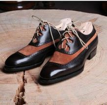 Handmade Men&#39;s Two tone Dress shoes, Men wingtip Derby Formal shoes, Men shoes - £103.74 GBP
