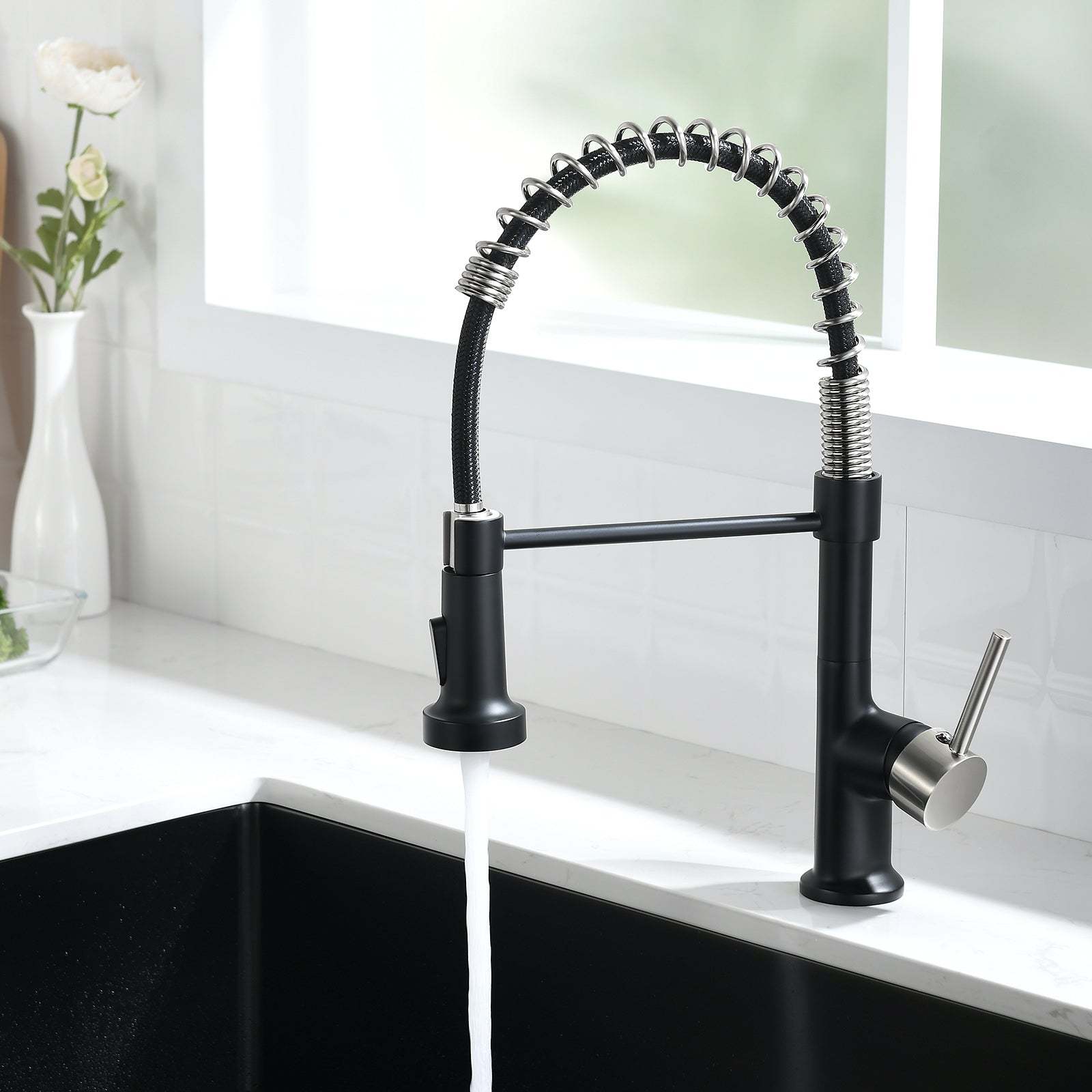 Black & Nickel Kitchen Faucet w/ Pull-Down Sprayer Item image 12