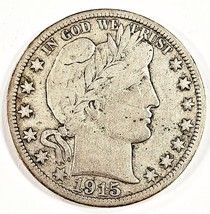 1915-S 50C Barber Half Dollar in Fine Condition, Light Gray Color, Full LIBERTY - $69.29