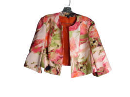 I.N. Studio Blazer Jacket Size 16 Floral Abstract Print Pinks Green Stretch - $24.73