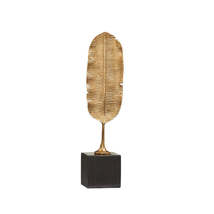 Anyhouz 31cm Gold eather Sculptures Tabletop Home Decor Modern Art Living Room D - £72.51 GBP