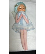 Vintage Blue Hair Angel Ornament Japan Pixie Fairy Sleepy Eyes Kitsch Decor - $230.82 CAD