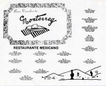 Monterrey Restaurante Mexicano Menu South Carolina Tennessee Georgia 1990&#39;s - £14.08 GBP