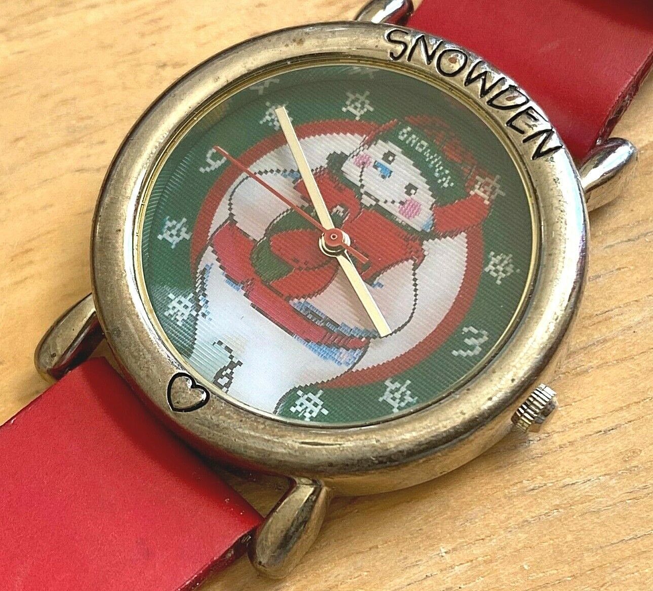 Vintage Snowden Mens Silver Red Leather Hologram Analog Quartz Watch~New... - $9.97
