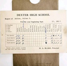 1932 Dexter High School Report Card Maine Walter Butler Education Epheme... - $19.99