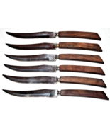 6 Vintage Voos Germany Stainless Steel Wood Handle Steak Knives 4 1/2&quot; B... - $41.03 CAD