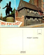 Massachusetts Boston Statue &amp; House Paul Revere American Flag Vintage Postcard - £7.57 GBP